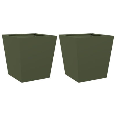 Vidaxl plantenbakken 2 st 40x40x40 cm staal olijfgroen