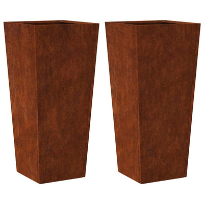 Vidaxl plantenbakken 2 st 35x35x75 cm weervast staal