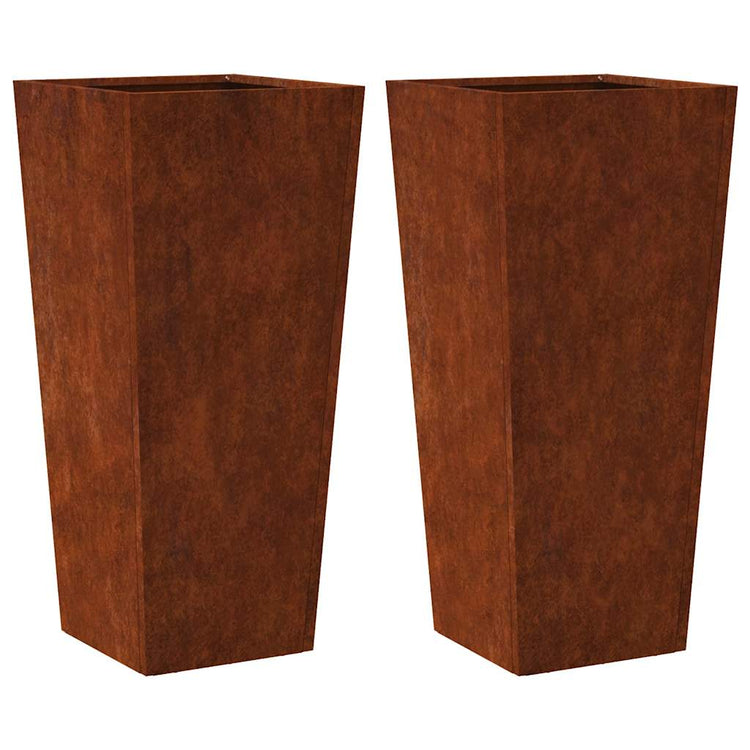 Vidaxl plantenbakken 2 st 35x35x75 cm weervast staal