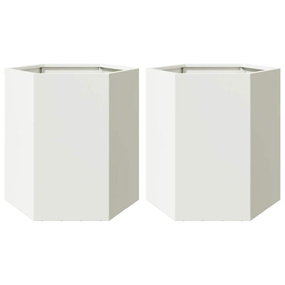 Vidaxl plantenbakken 2 st zeshoek 46x40x45 cm staal wit