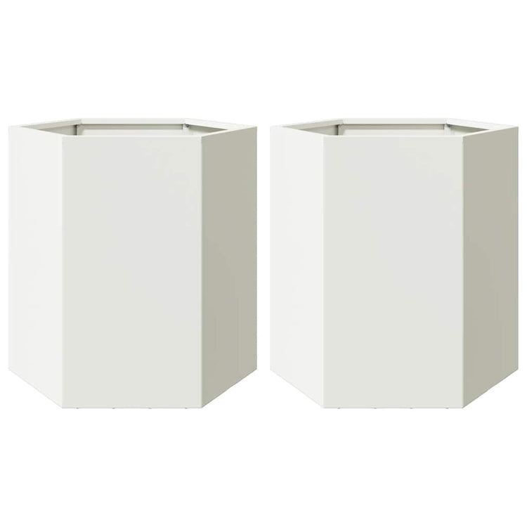 Vidaxl plantenbakken 2 st zeshoek 46x40x45 cm staal wit