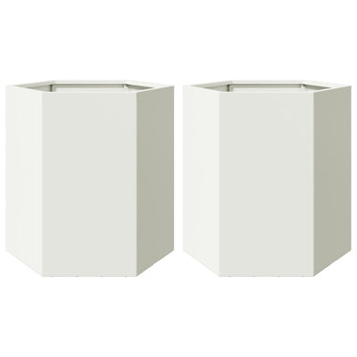 Vidaxl plantenbakken 2 st zeshoek 46x40x45 cm staal wit