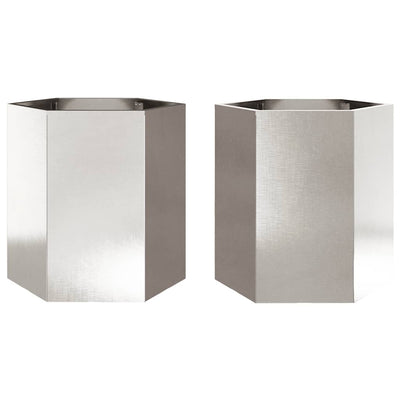 Vidaxl plantenbakken 2 st zeshoek 46x40x45 cm roestvrijstaal