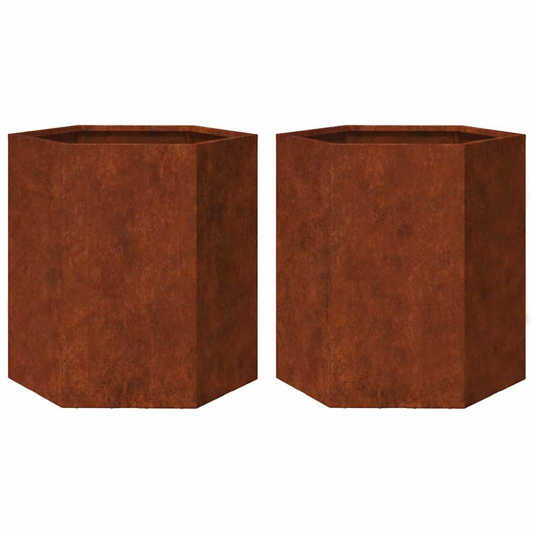 Vidaxl plantenbakken 2 st zeshoek 46x40x45 cm weervast staal