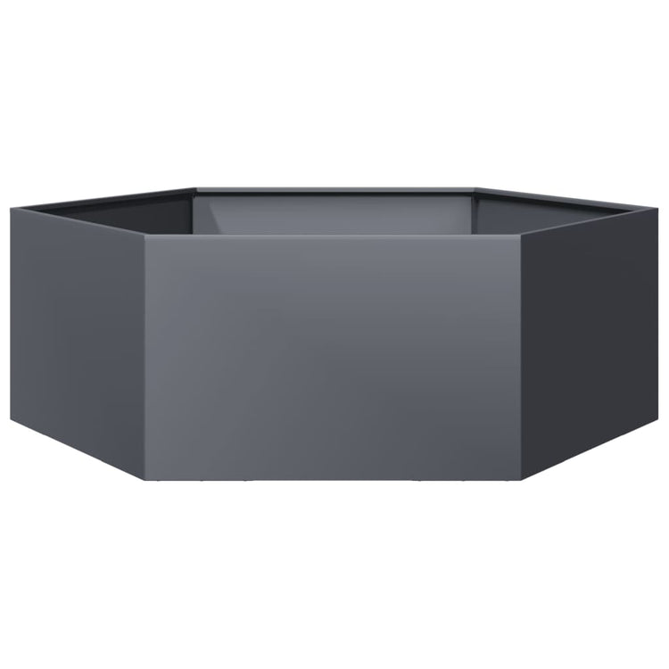 Vidaxl plantenbak zeshoek 138x120x45 cm staal antracietkleurig