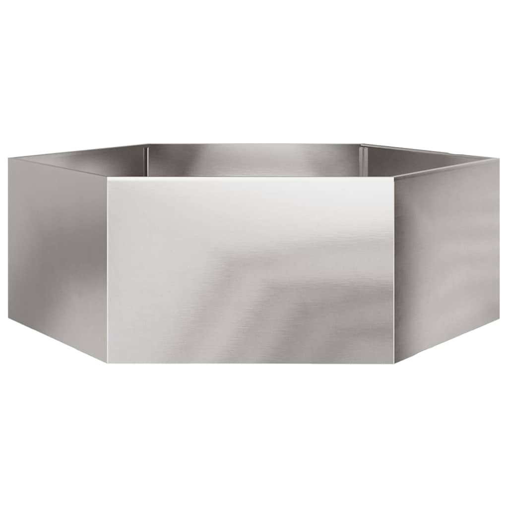 Vidaxl plantenbak zeshoek 138x120x45 cm roestvrijstaal