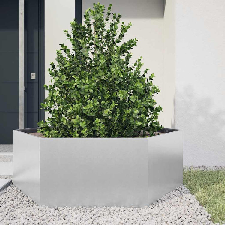 Vidaxl plantenbak zeshoek 138x120x45 cm gegalvaniseerd staal
