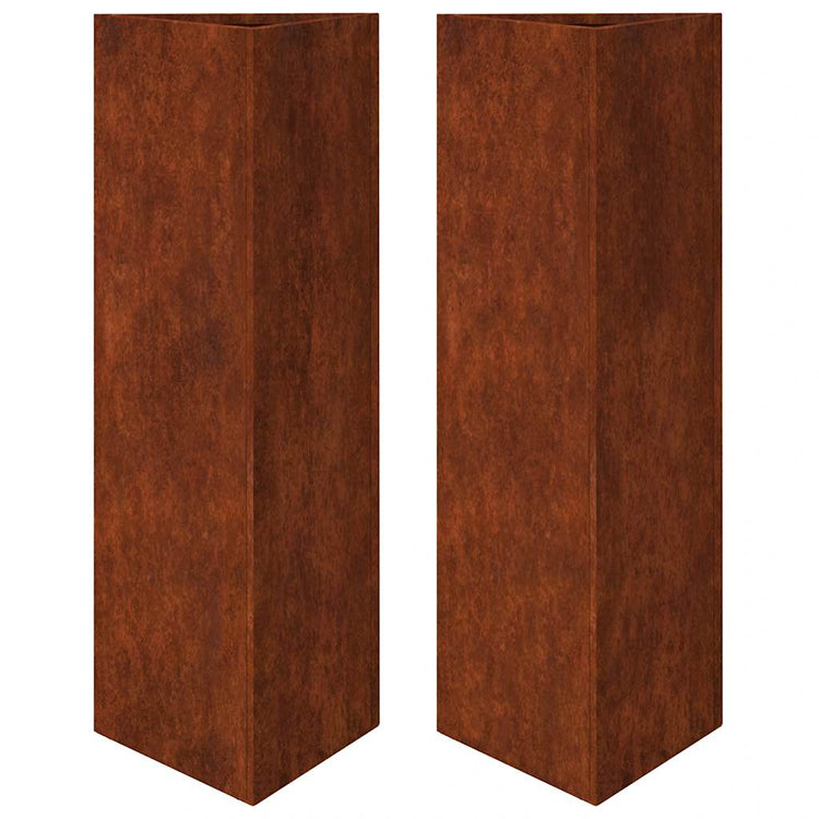 Vidaxl plantenbakken 2 st driehoekig 30x26x75 cm weervast staal