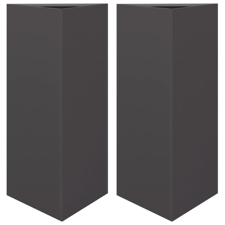 Vidaxl plantenbakken 2 st driehoek 40x34,5x75 cm staal zwart