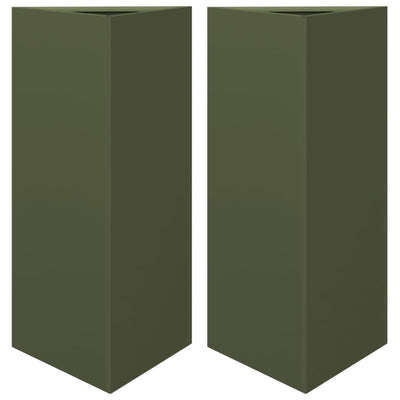 Vidaxl plantenbakken 2 st driehoek 40x34,5x75 cm staal olijfgroen