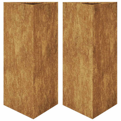 Vidaxl plantenbakken 2 st driehoek 40x40x75 cm weervast staal