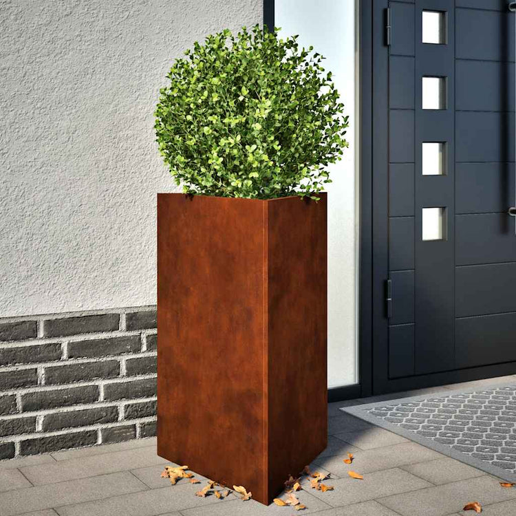 Vidaxl plantenbakken 2 st driehoekig 50x43x75 cm weervast staal