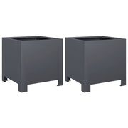 Vidaxl plantenbakken 2 st 30x30x30 cm staal antracietkleurig - afbeelding 2