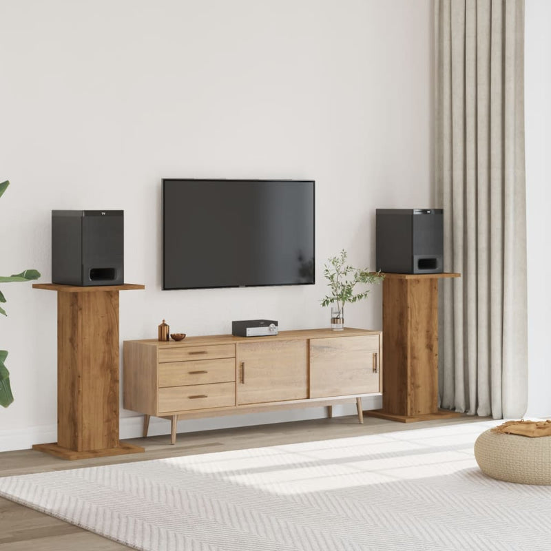 Vidaxl speakerstandaards 2 st 30x30x80 cm hout artisanaal eikenkleurig