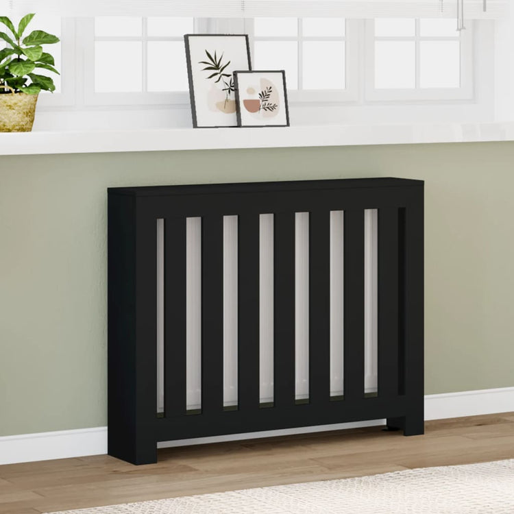 Vidaxl radiatorombouw 104x20x82 cm bewerkt hout zwart