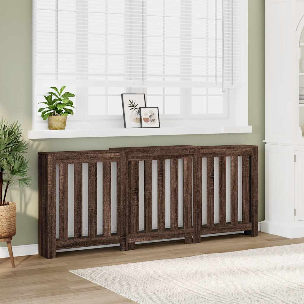 Vidaxl radiatorafdekking bruin eiken 205 x 21,5 x 83,5 cm bewerkt hout