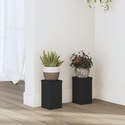 Vidaxl plantenstandaards 2 st 10x10x18 cm bewerkt hout zwart - afbeelding 1