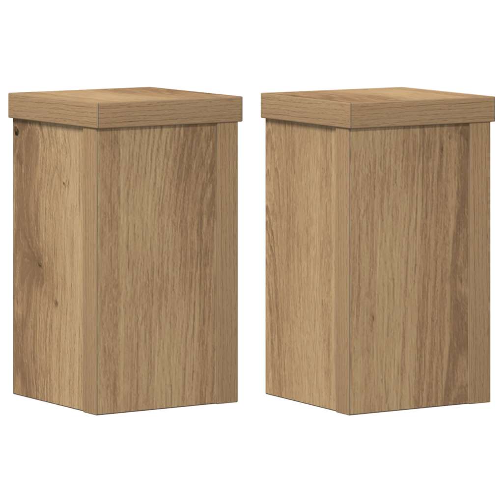 Vidaxl plantenstandaards 2 st 10x10x18 cm hout artisanaal eiken