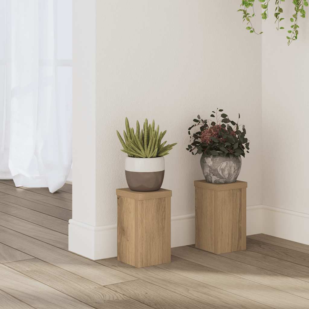 Vidaxl plantenstandaards 2 st 10x10x18 cm hout artisanaal eiken