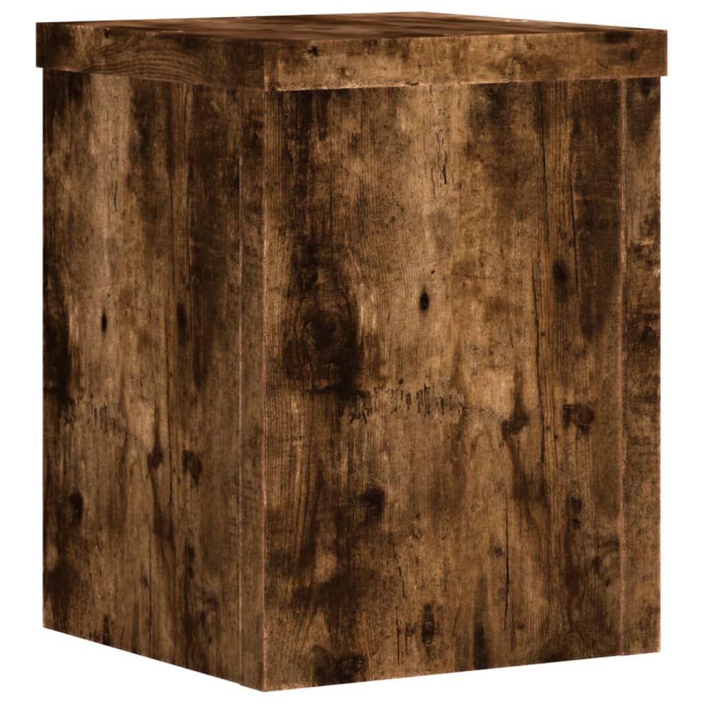 Vidaxl plantenstandaards 2 st 15x15x20 cm bewerkt hout gerookt eiken