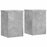 Vidaxl plantenstandaards 2 st 25x25x35 cm bewerkt hout betongrijs - afbeelding 2