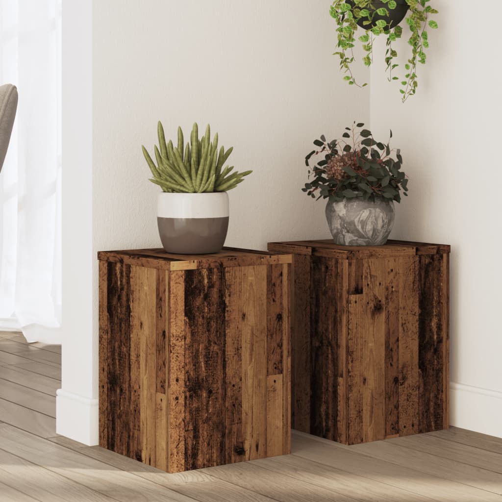 Vidaxl plantenstandaard 2 st oud hout 25 x 25 x 35 cm bewerkt hout