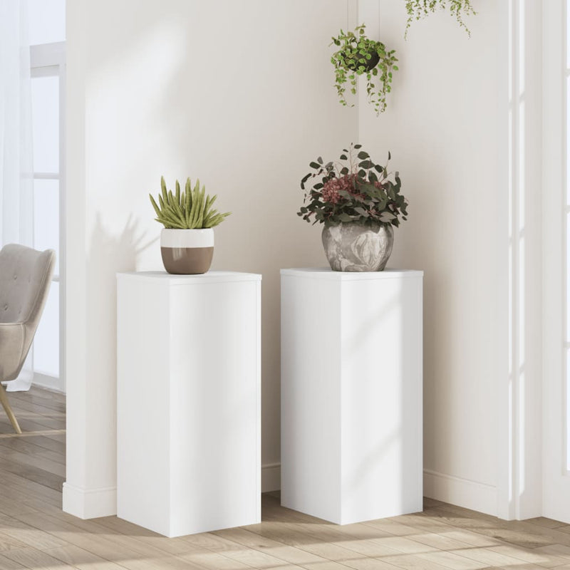 Vidaxl plantenstandaards 2 st 30x30x70 cm bewerkt hout wit