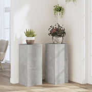 Vidaxl plantenstandaards 2 st 30x30x70 cm bewerkt hout betongrijs - afbeelding 1
