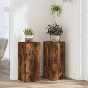 Vidaxl plantenstandaards 2 st 30x30x70 cm bewerkt hout gerookt eiken - afbeelding 1