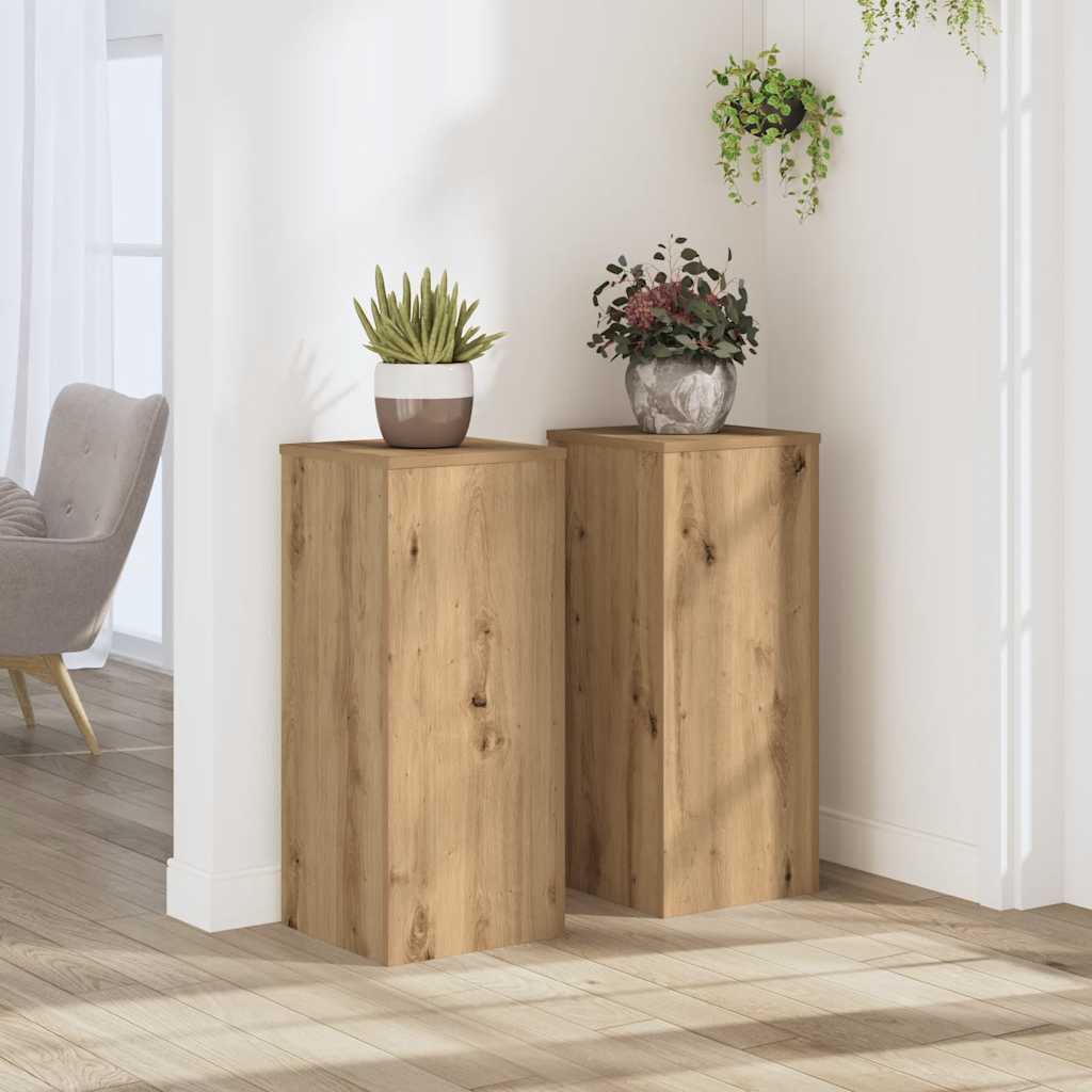 Vidaxl plantenstandaards 2 st 30x30x70 cm hout artisanaal eiken