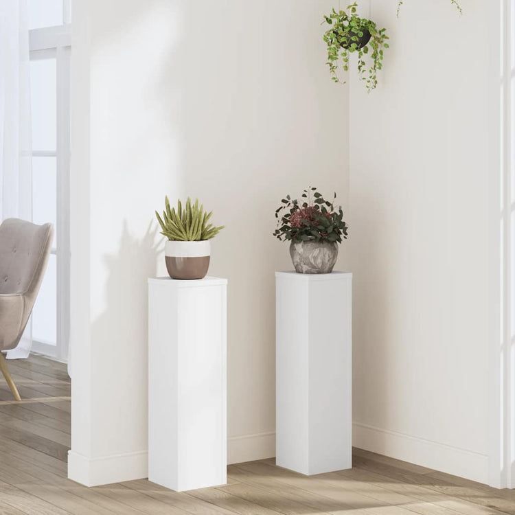 Vidaxl plantenstandaards 2 st 17x17x60 cm bewerkt hout wit