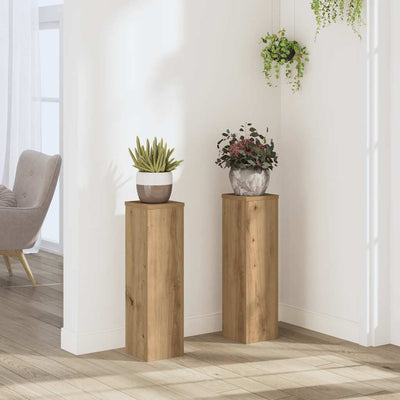 Vidaxl plantenstandaards 2 st 17x17x60 cm hout artisanaal eikenkleurig