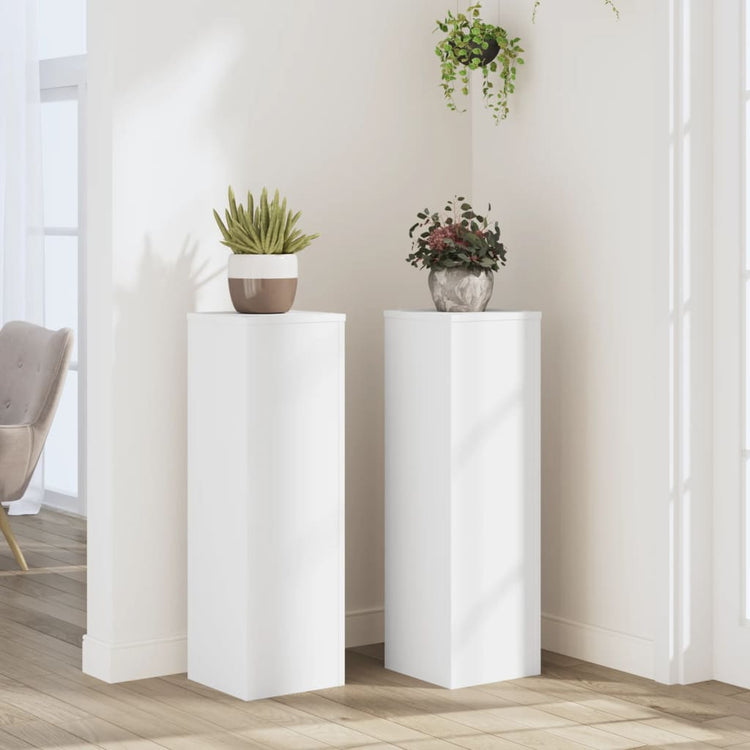 Vidaxl plantenstandaards 2 st 25x25x80 cm bewerkt hout wit