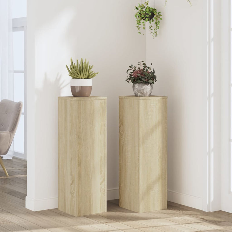Vidaxl plantenstandaards 2 st 25x25x80 cm bewerkt hout sonoma eiken