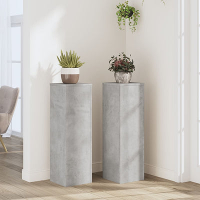 Vidaxl plantenstandaards 2 st 25x25x80 cm bewerkt hout betongrijs
