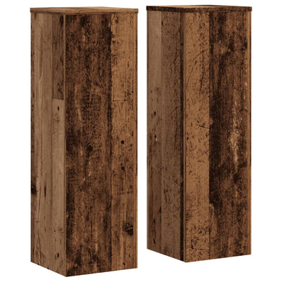 Vidaxl plantenstandaards 2 st 25x25x80 cm bewerkt hout oud houtkleurig