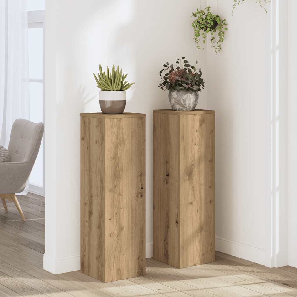 Vidaxl plantenstandaard 2 st eiken 25 x 25 x 80 cm bewerkt hout