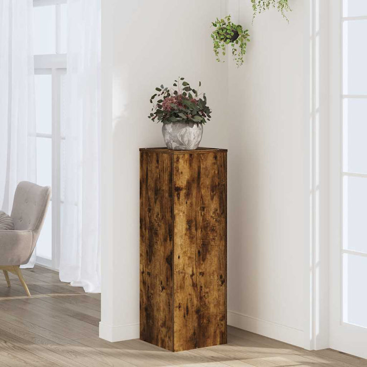 Vidaxl plantenstandaard 33x33x100 cm bewerkt hout gerookt eikenkleurig
