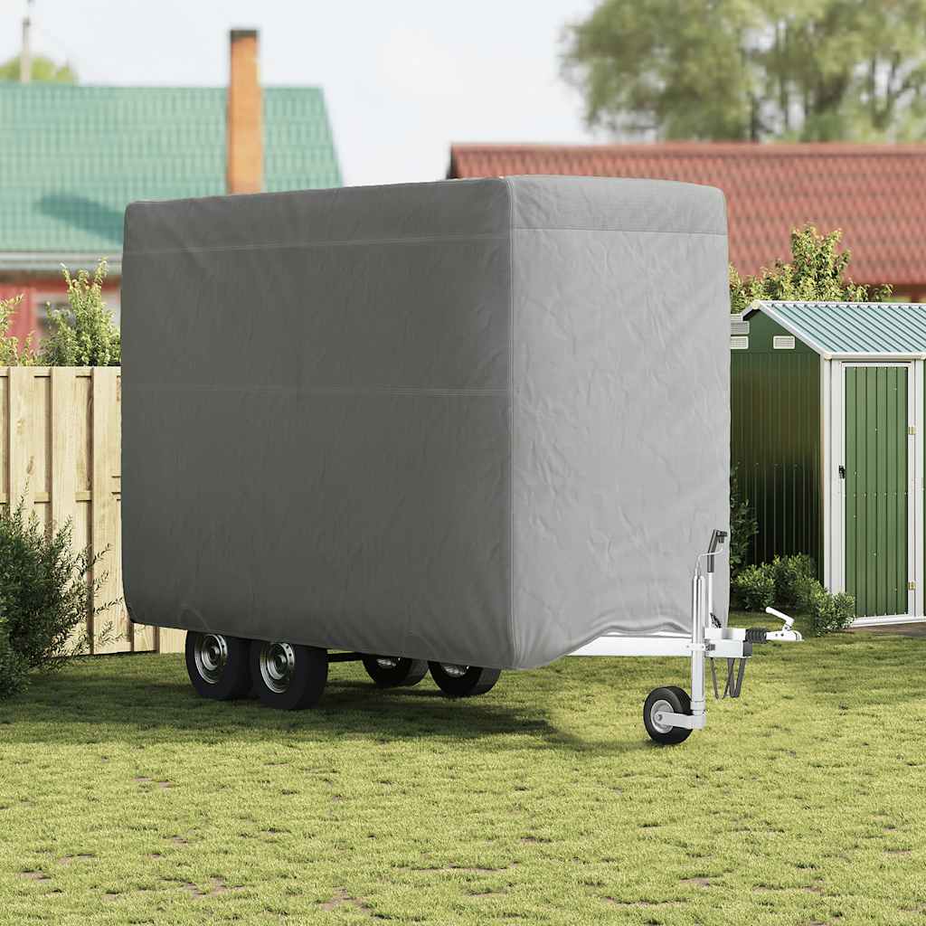 Vidaxl paardentrailerhoes 396x178x250 cm vliesvlies grijs