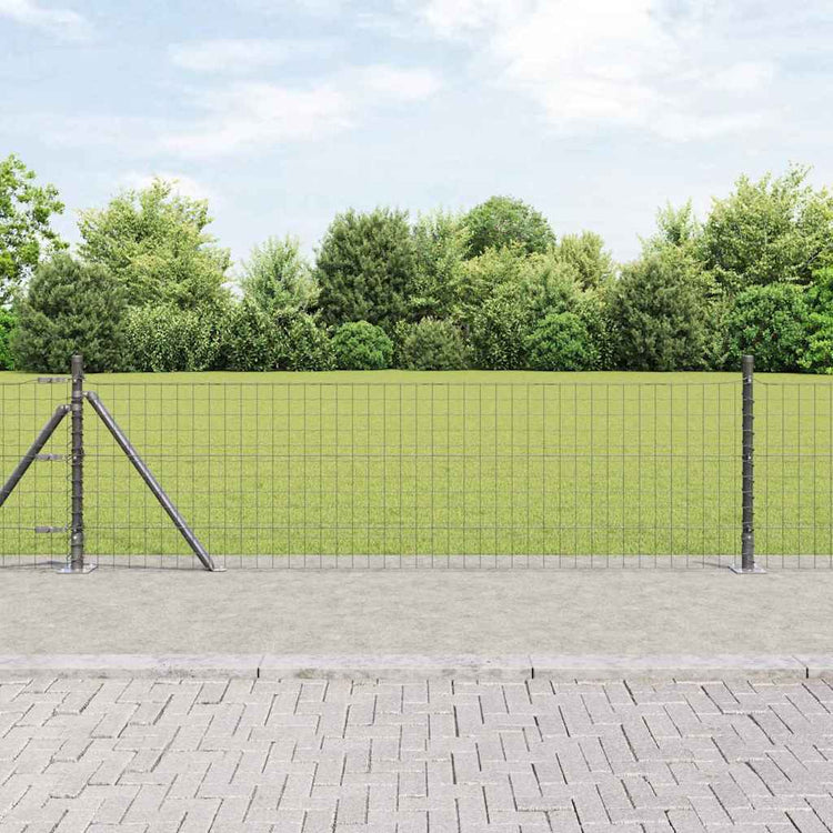 Vidaxl hekpaal met betonnen voet 26 st grijs gepoedercoat staal