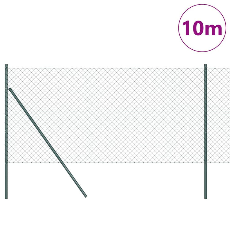 Vidaxl gaashek met grondbevestiging 10 x 1,2 m pvc-coated staal groen