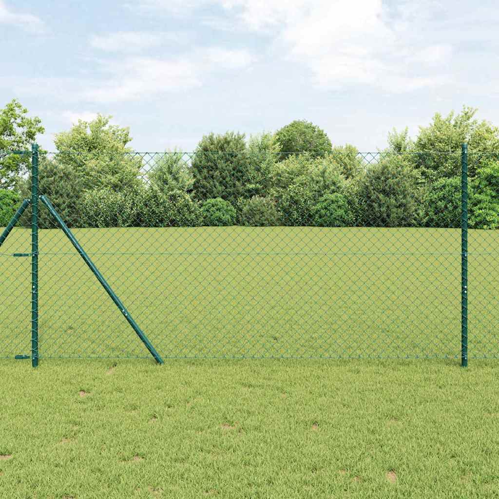 Vidaxl gaashek met grondbevestiging 10 x 1,5 m pvc-coated staal groen