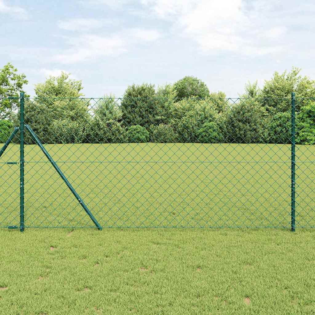 Vidaxl gaashek met grondbevestiging 10 x 1,2 m pvc-coated staal groen