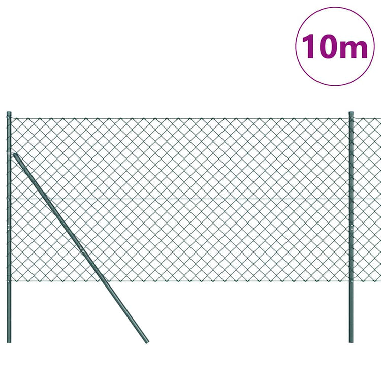 Vidaxl gaashek met grondbevestiging 10 x 1,5 m pvc-coated staal groen