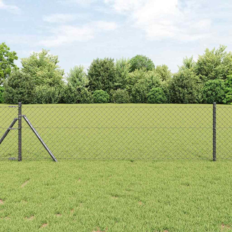 Vidaxl gaashek met grondbevestiging 10 x 0,8 m pvc-coated staal grijs