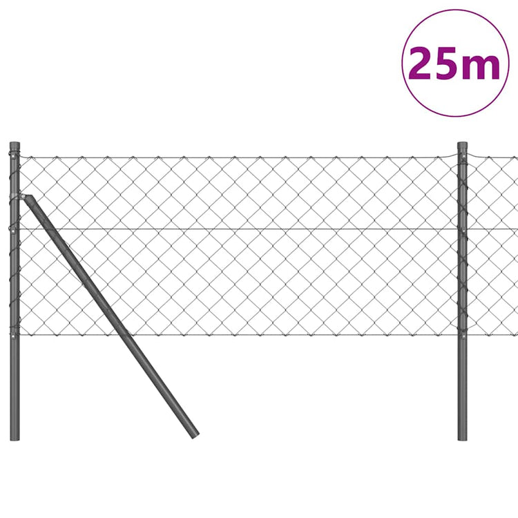 Vidaxl gaashek met grondbevestiging 25 x 0,6 m pvc-coated staal grijs
