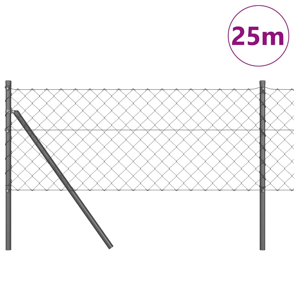Vidaxl afrasteringspaal grijs 25 x 0,8 m (60 x 60 mm gaas) staal