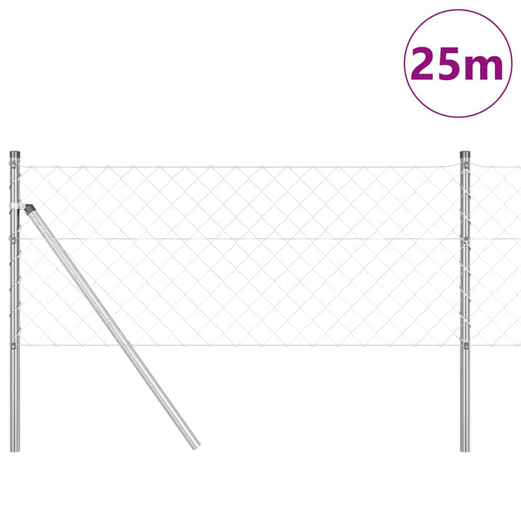 Vidaxl gaashek met grondbevestiging 25 x 0,8 m gegalvaniseerd staal