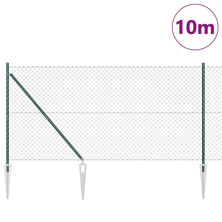 Vidaxl gaashek met grondpennen 10 x 1,2 m pvc-coated staal groen mesh