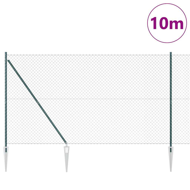 Vidaxl gaashek met grondpennen 10 x 1,5 m pvc-coated staal groen mesh